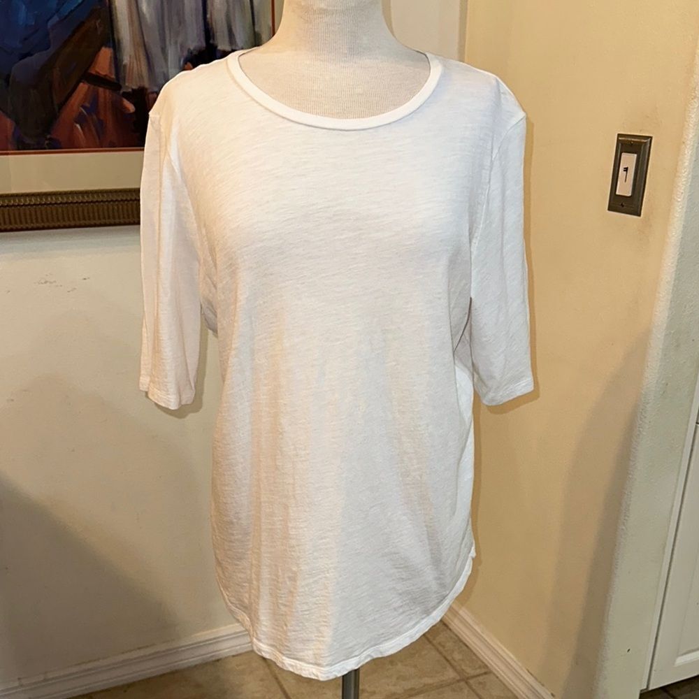 Eileen Fisher Classic White Cotton Top Size Large